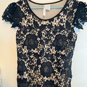 Simply Irresistible Black Lace Shirt with Nude Lining